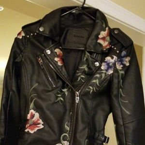 Faux leather moto jacket